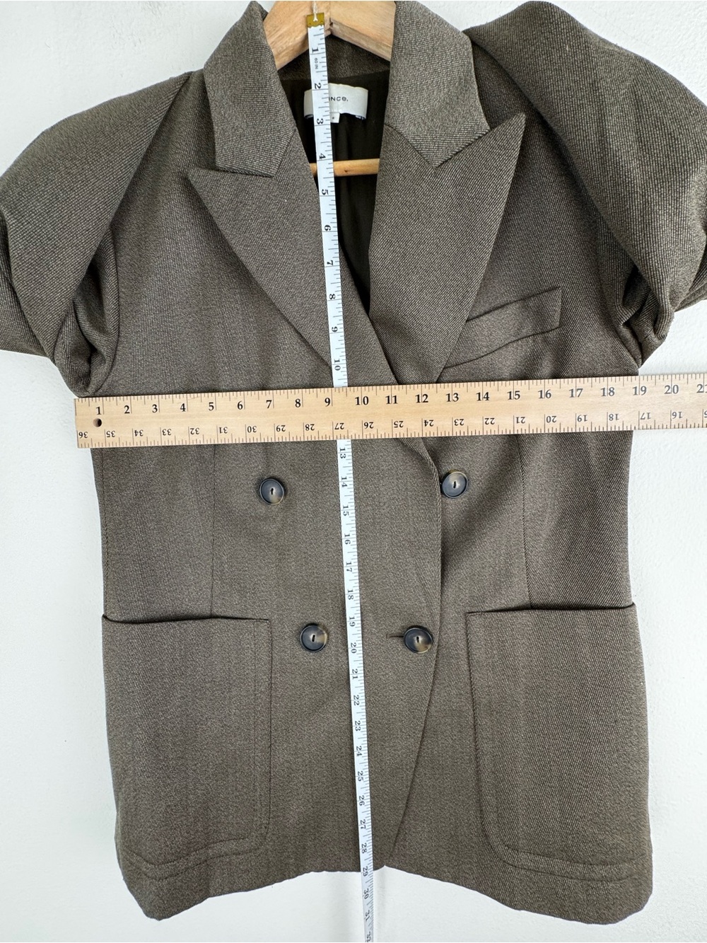 Vince Wool Blend Double Breasted Oversized Blazer Taupe Brown Size 8 - Picture 16 of 16